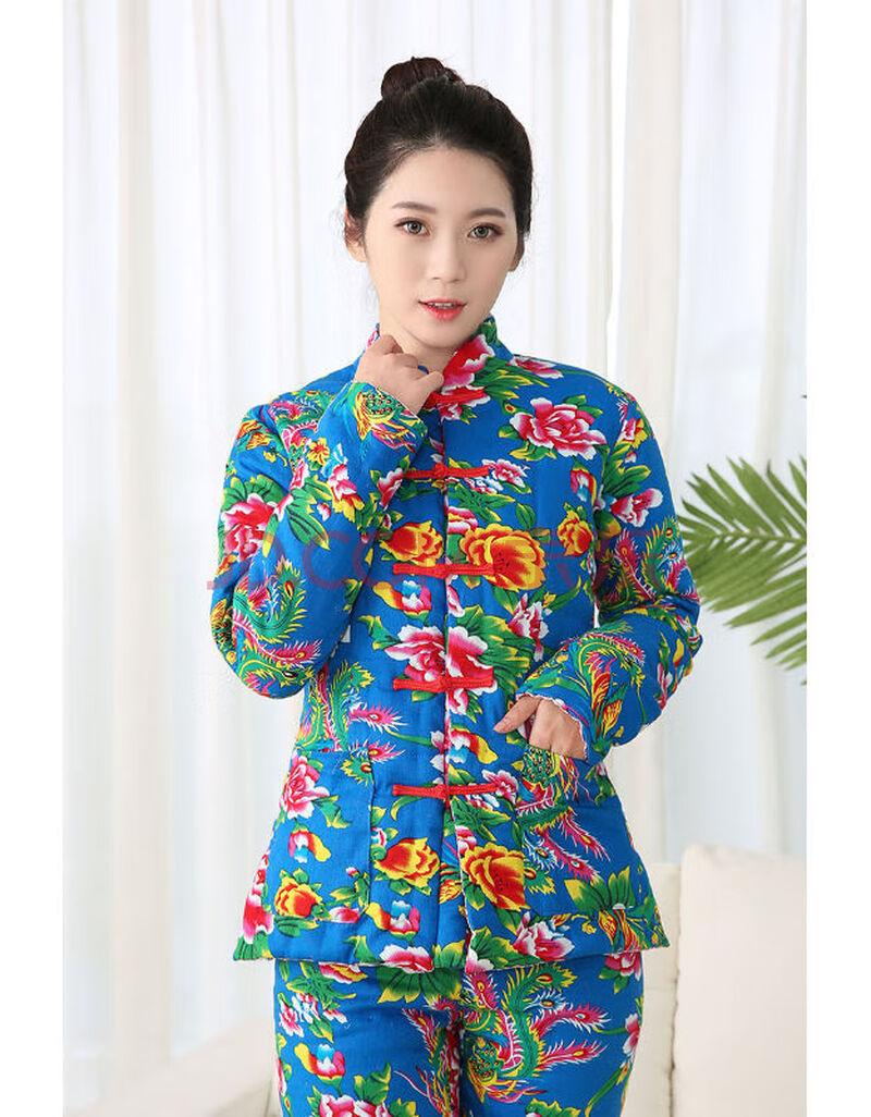 皮尔卡丹女冬成人手工棉衣东北大花布纯棉花妈妈棉袄居家服加厚大码