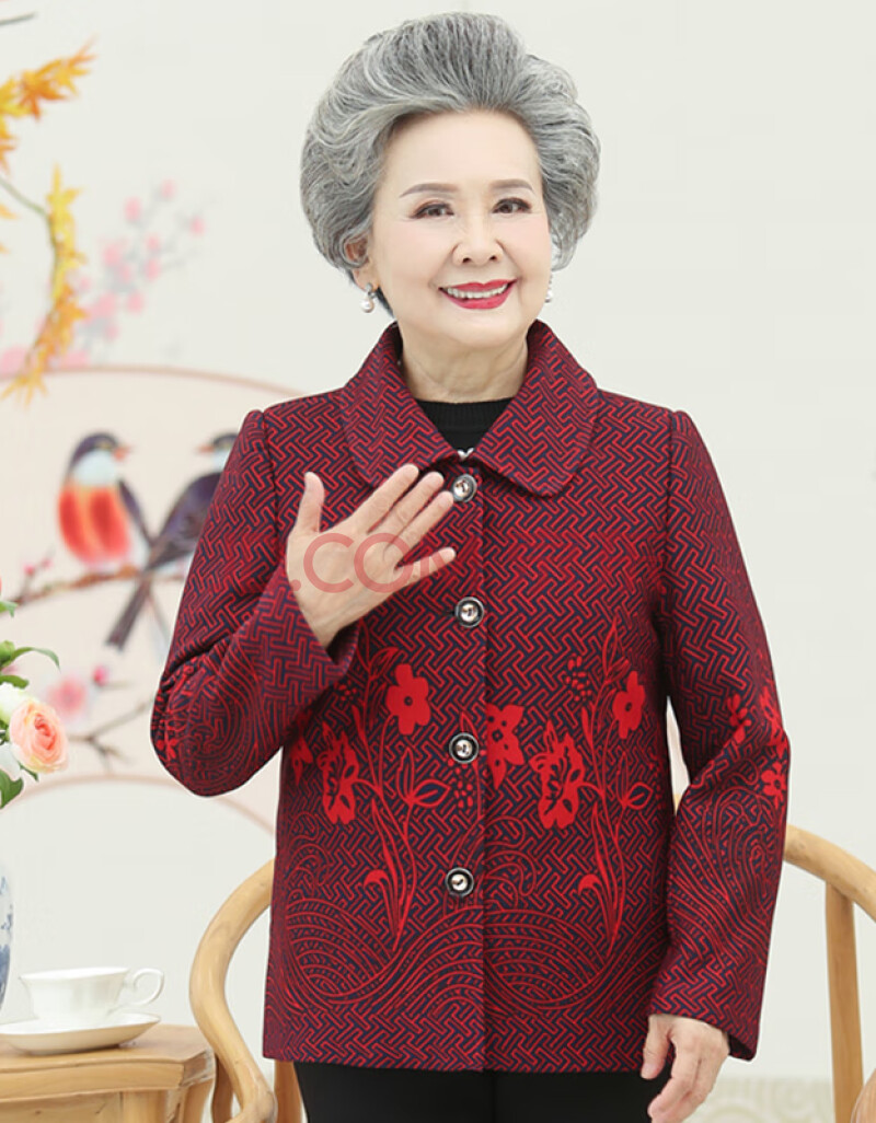 奶奶装秋装外套中老年女装春秋款上衣60岁以上妈妈装翻领外衣老年人