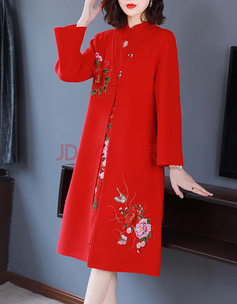 婚礼妈妈装婚宴礼服红色上衣结婚喜庆喜婆婆高贵婚宴套装外套 红色