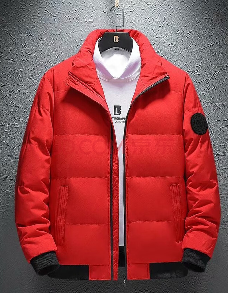棉衣男士外套加肥加大码潮胖子加厚棉服连帽宽松肥佬棉袄男装 红色