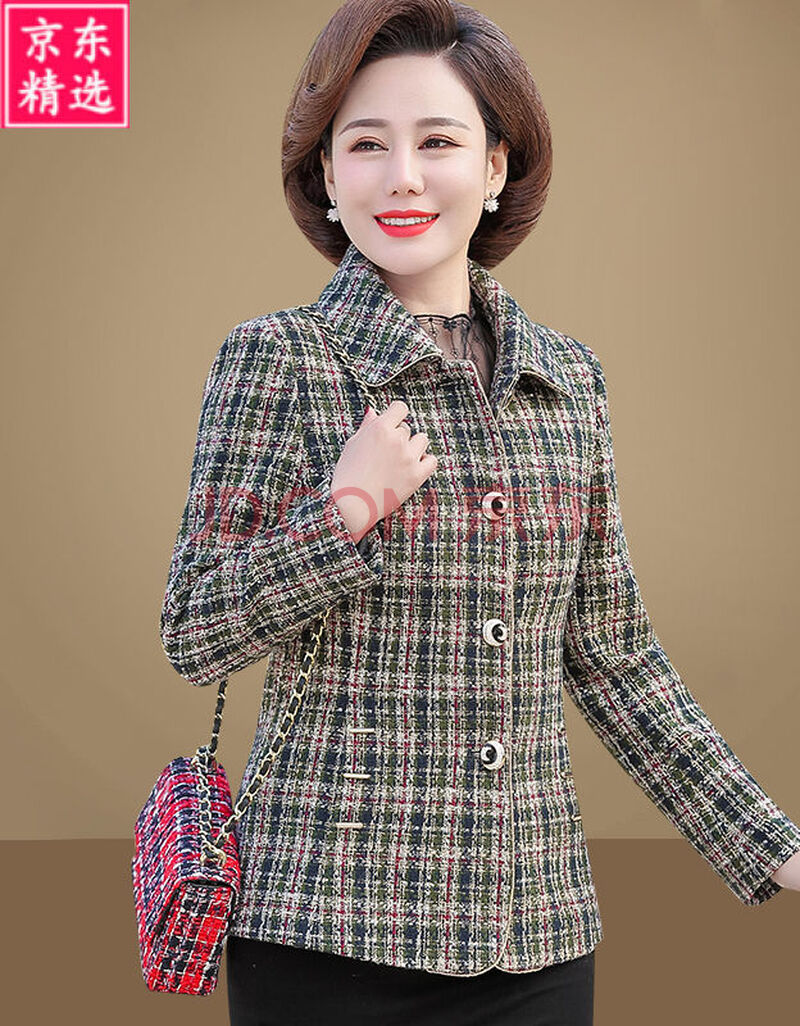 声雨竹品牌女装专柜正品高档大气妈妈短款外套秋装新款翻领上衣40岁50