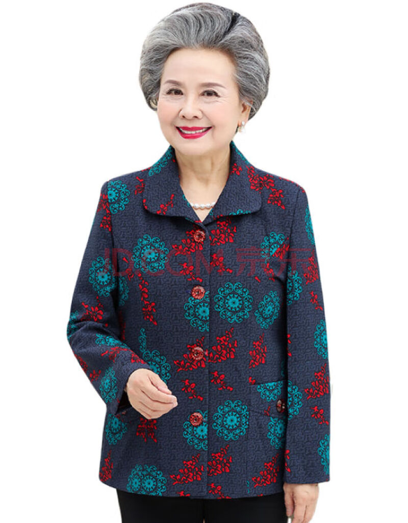 中老年人女裝秋裝媽媽裝60-70歲老人衣服奶奶裝秋印花薄款外套 唐裝花