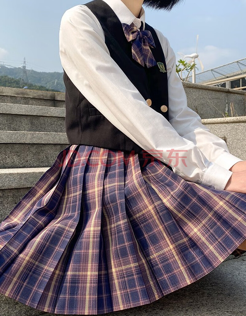 少女原创格裙jk制服套装正统百褶短裙辣妹jk 诸神黄昏 长袖衬衫 领花