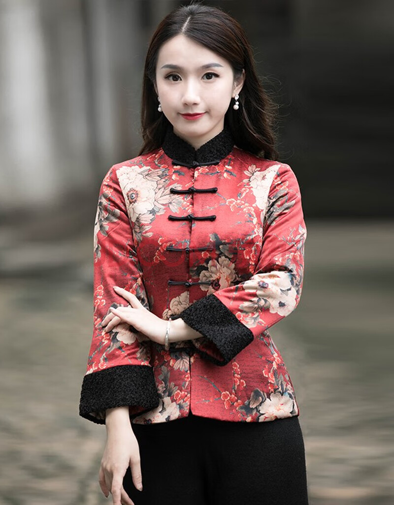 如意风冬季中式唐装女中国风旗袍上衣夹棉保暖排扣时尚中国风女装 r19