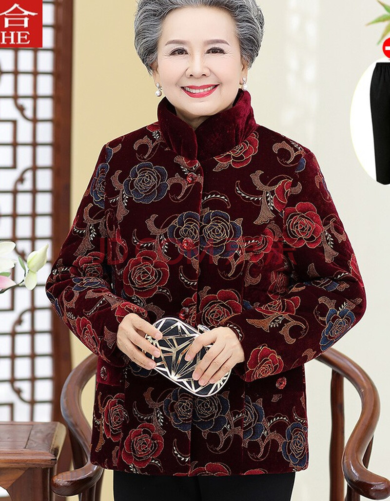 诺合 中老年女装冬装棉衣70-80岁奶奶装棉袄老太太冬天保暖加厚套装