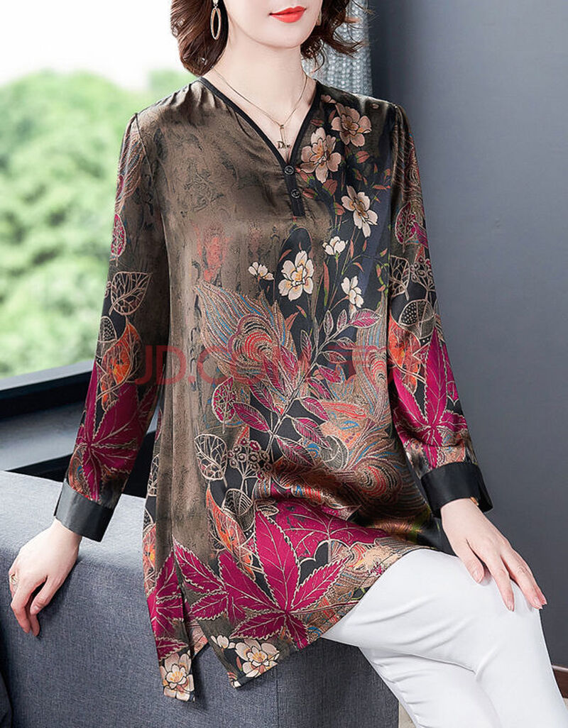 女装 衬衫 柯普赫(kepuhe) 重磅真丝上衣女长袖2020夏季新款复古印花