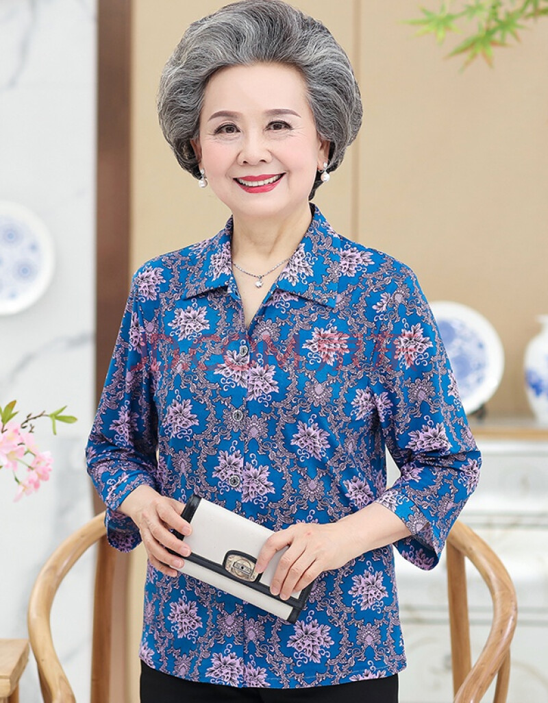 apep中老年人春装女60岁70妈妈夏装套装奶奶短袖衬衫太太外套老人衣服