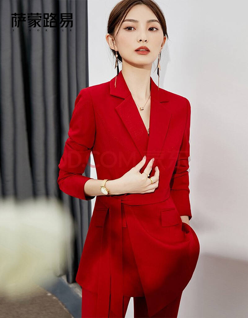 萨蒙路易轻熟风御姐西装套装女2021年春季新款女神范气质时尚洋气两件