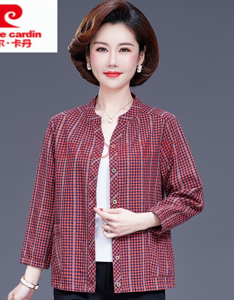 女装 中老年夏妈妈七分袖衬衣老年人女加大码春装衬衫棉50-60岁高档