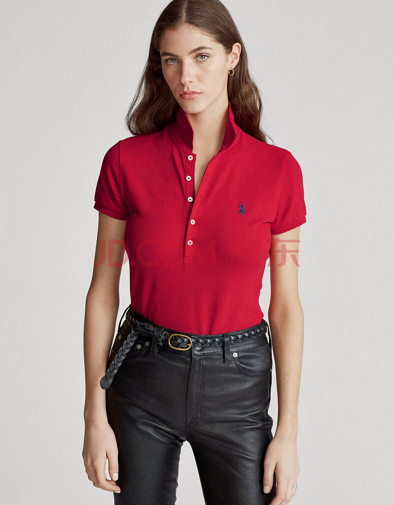 保罗polo衫女装运动修身翻领短袖t恤纯色珠地棉五纽扣夏季上衣保罗衫