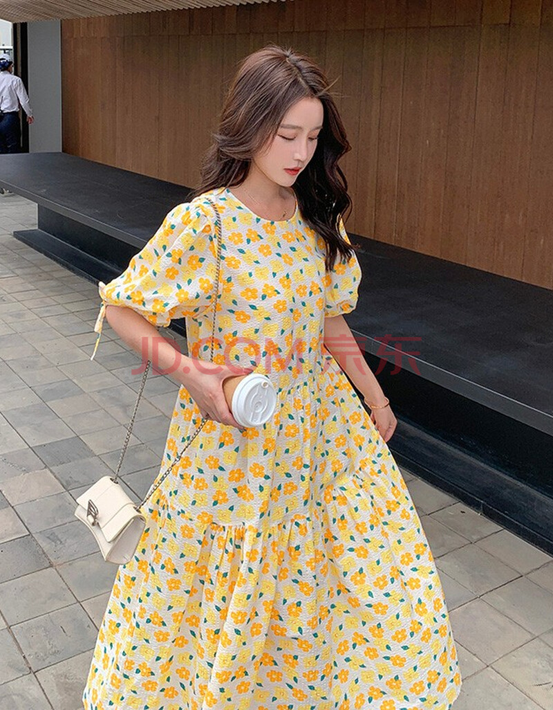 风碎花裙女韩版宽松超仙甜美初恋裙女休闲a字裙女减龄穿搭中长裙女