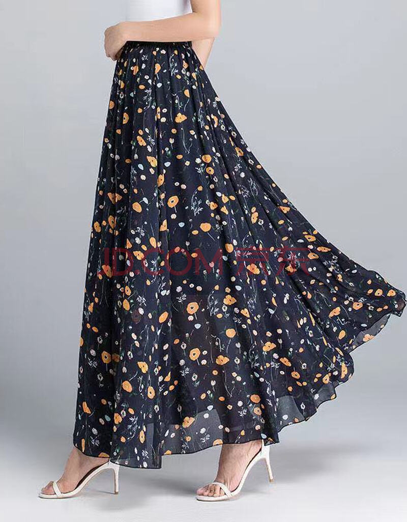 裙小个子新款大码女装雪纺碎花裙半身裙长款裙子a字裙大摆裙长裙女夏
