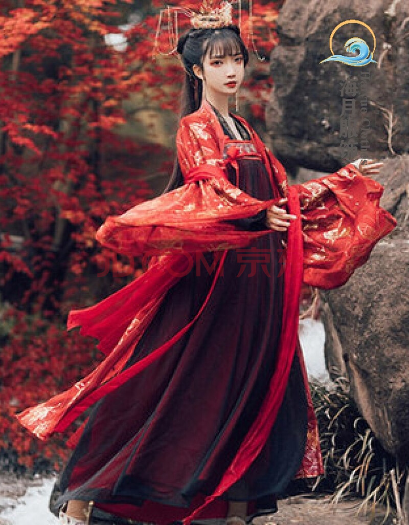 汉服女学生古装龙母正版改良少女花嫁齐胸襦裙魏晋日常秋 红色醉美人