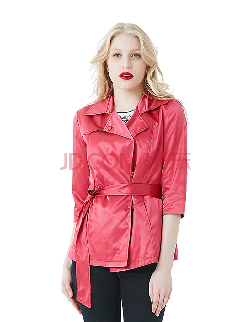 玫而美女装时尚气质修身短款风衣春秋长袖品牌专柜外套 052 36