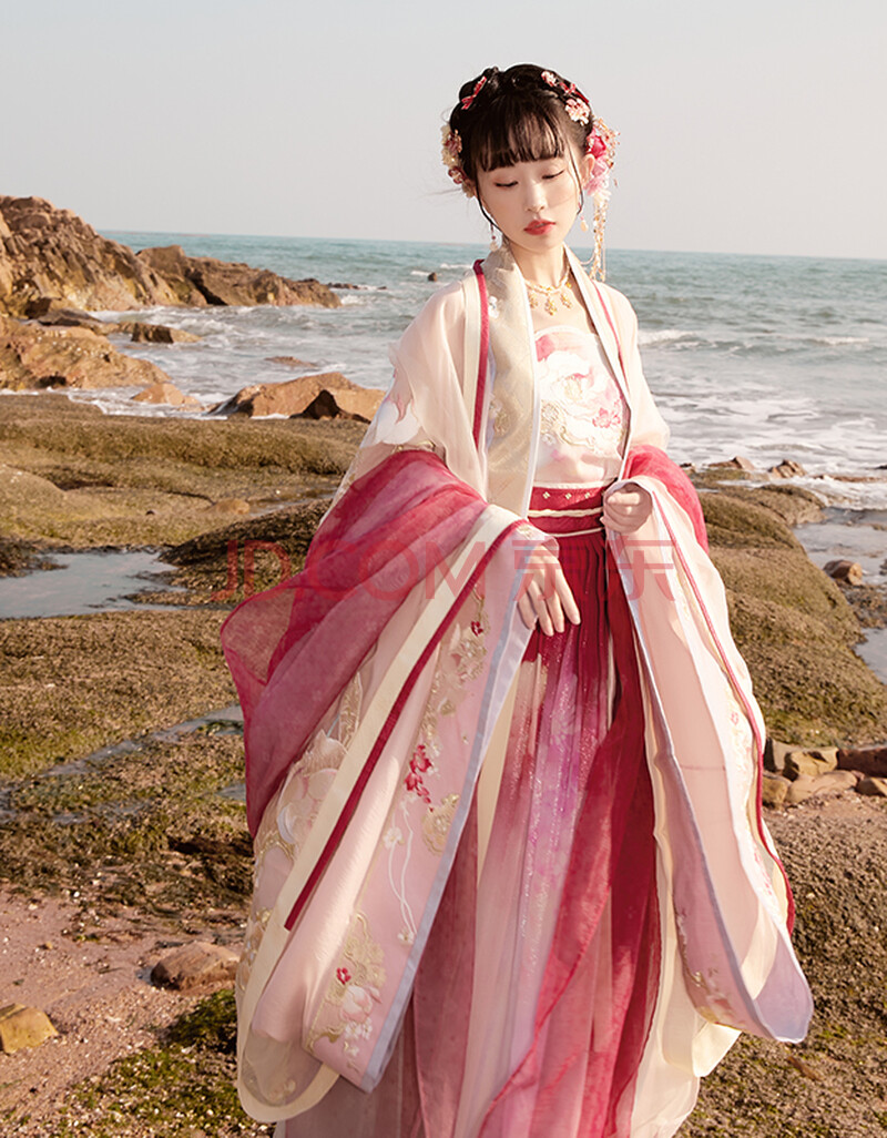 小豆蔻儿[莲生]绣花大袖衫吊带褶裙披帛渐变色宋制汉服女夏 披帛(2条)