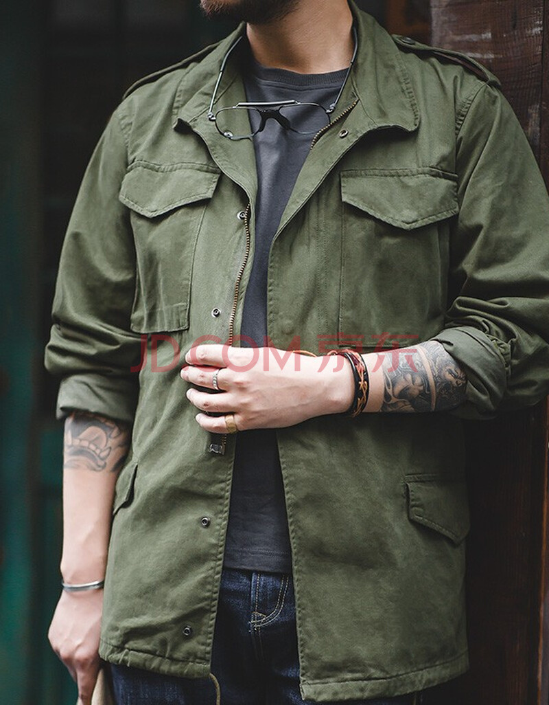 马登工装 美式复古军绿m65野战夹克阿美咔叽外套男 绿色 m