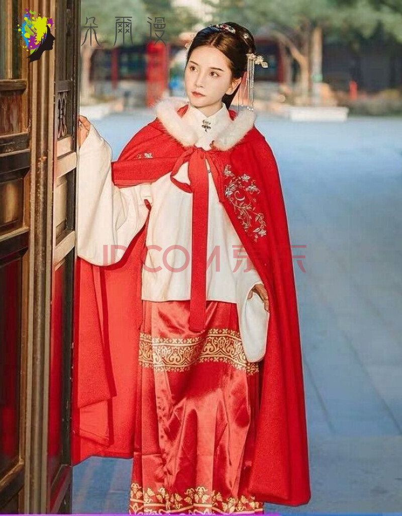 斗篷外套女冬古风加绒 【红缨】汉服女刺绣斗篷披风秋冬春季中国风