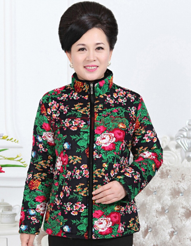 fabelor妈妈装棉衣外套薄款冬装女中年短款小棉服上衣中老年人女装花