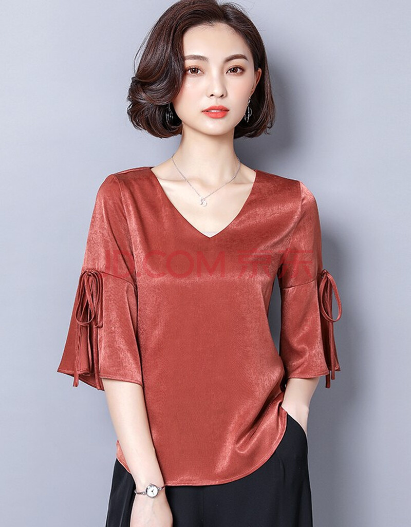 兔系 清仓真丝短袖女t恤2019夏季新品女装大码显瘦桑蚕丝t恤女士上衣