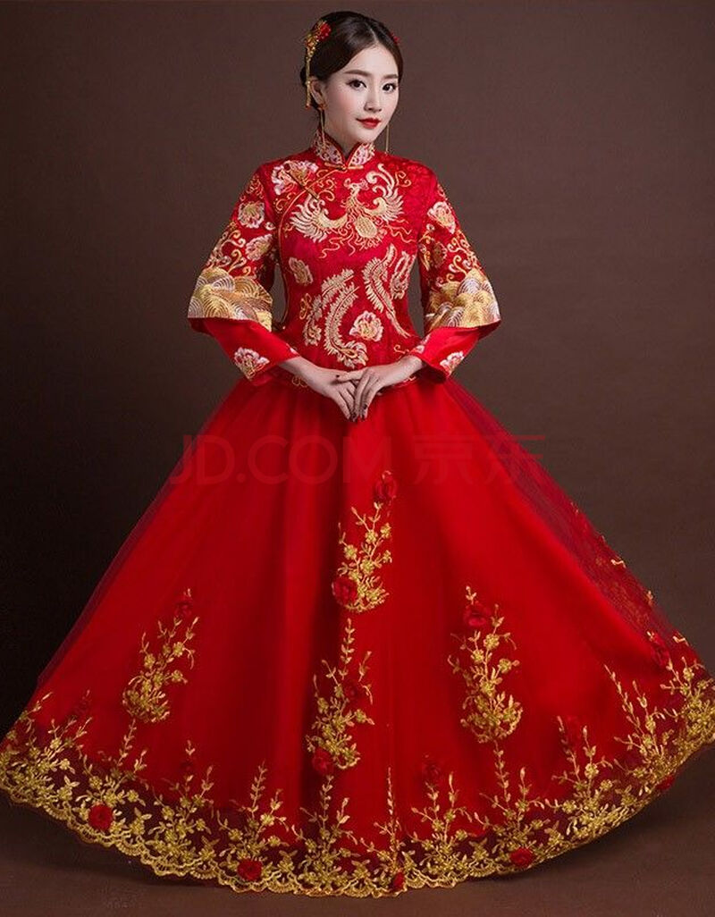 谦唱抖音秀禾服大码200斤胖mm禾秀服新娘 结婚礼服中式婚服古装嫁衣女