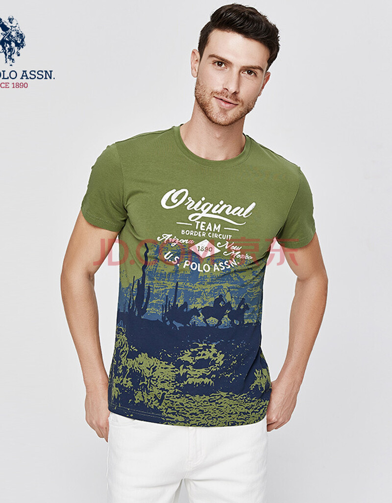 s.polo assn.t恤男短袖时尚印花圆领棉质男t恤男 墨绿色07 xl