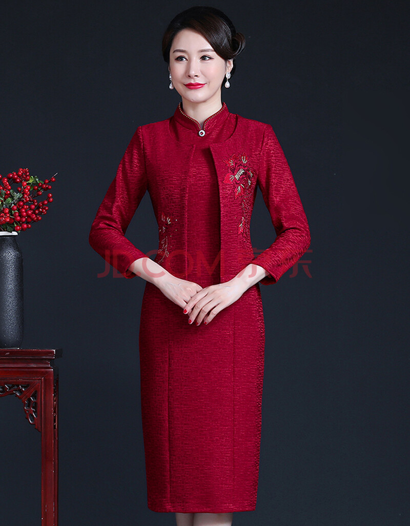 【十一结婚】婚礼妈妈装高档礼服丈母娘秋装国庆妈妈秋冬装改良旗袍