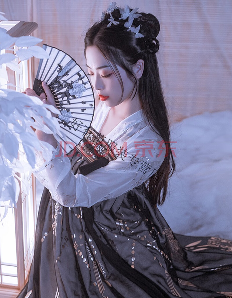 汉服齐胸襦裙改良汉服女传统中国风大袖衫超仙套装 黑云鹤大袖衫 s