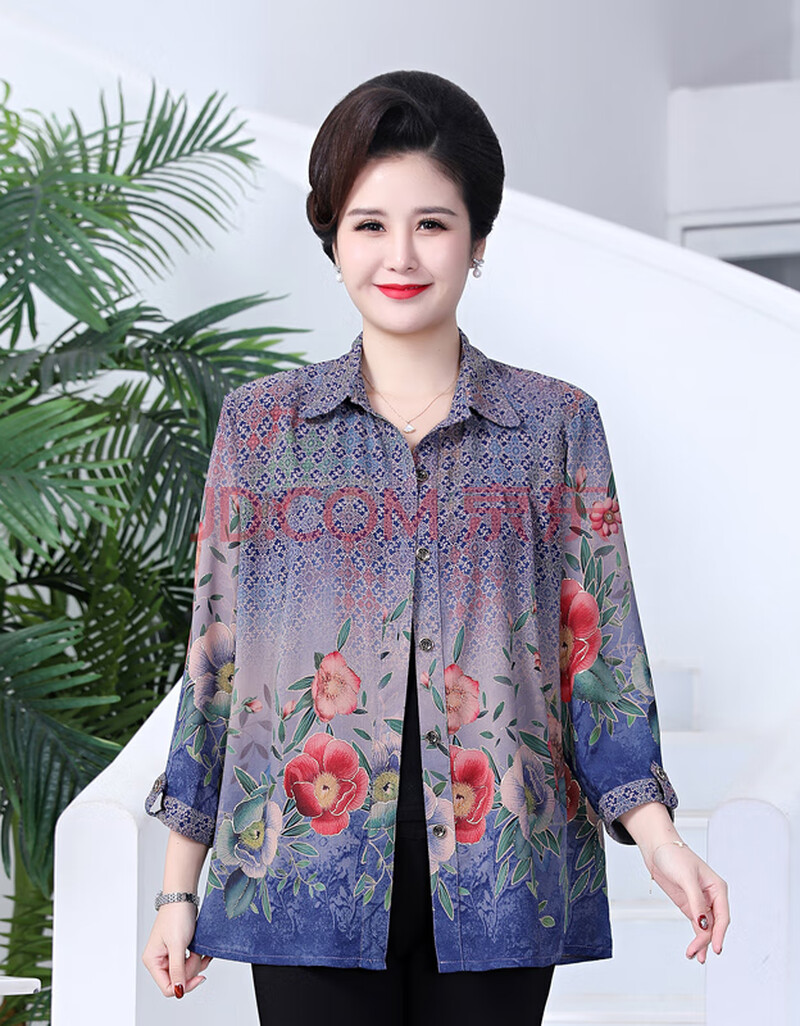 特体200斤中老年女装衬衫超肥大码妈妈夏季胖老太太上衣奶奶服装 宝