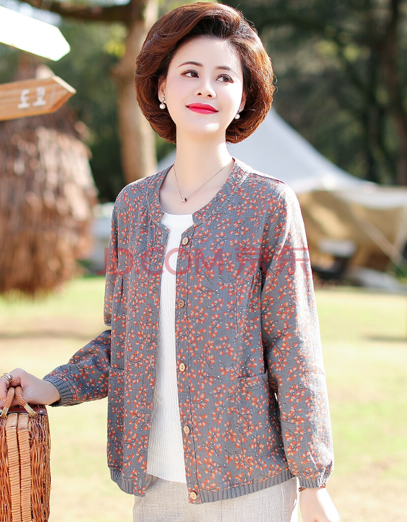 雅莉爱妈妈装春秋外套薄款40岁50中年棉麻短款洋气上衣空调衫中老年