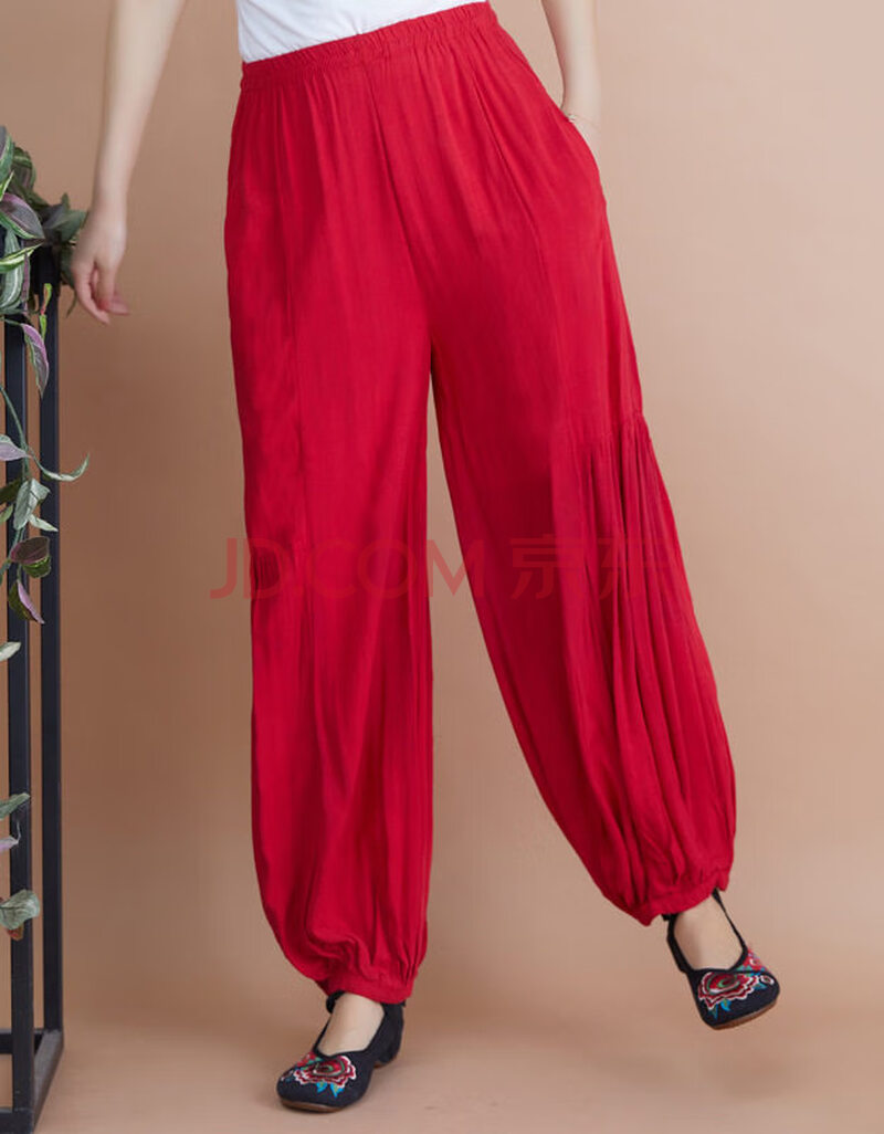 女式花布灯笼裤舒适棉麻印花春夏九分裤2020薄款民族风妈妈大码休闲