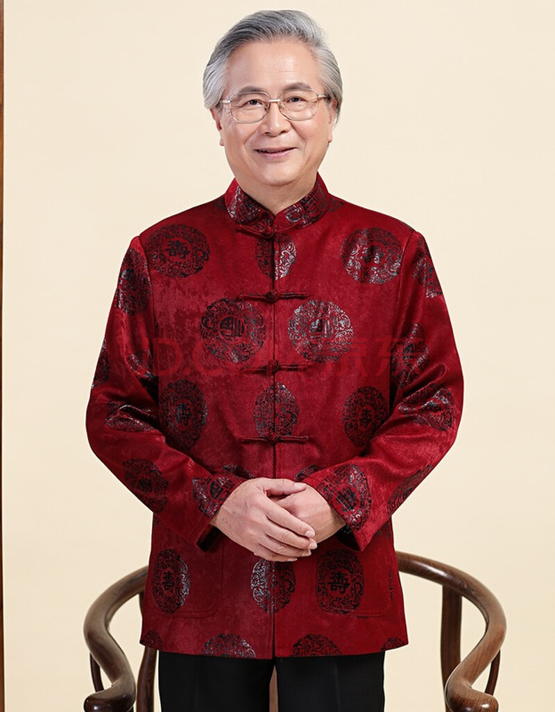 送礼宴会秋冬季老人过寿生日唐装中老年人情侣唐装男士唐装爷爷装 b