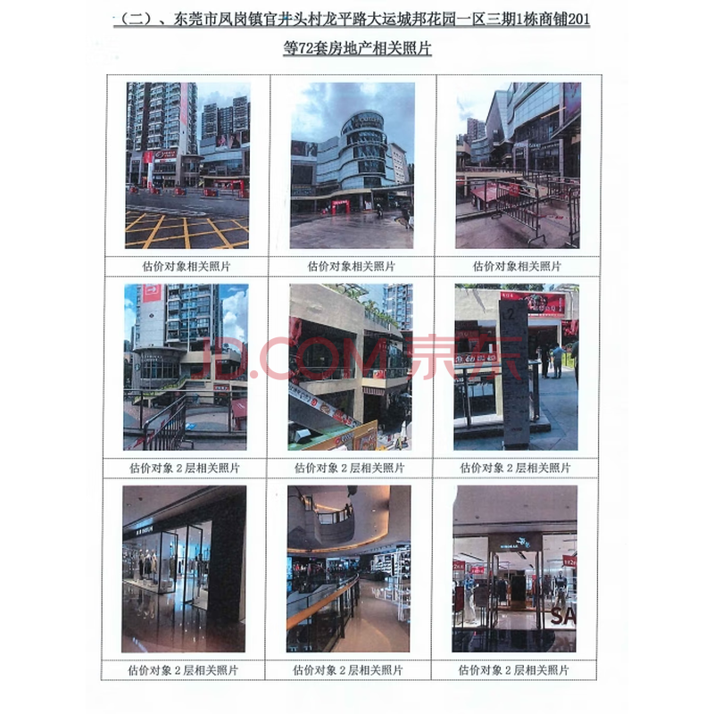 【大运城邦花园】广东省东莞市凤岗镇官井头村龙平路大运城邦花园一区三期1栋72套商铺(详见附件评估报告)