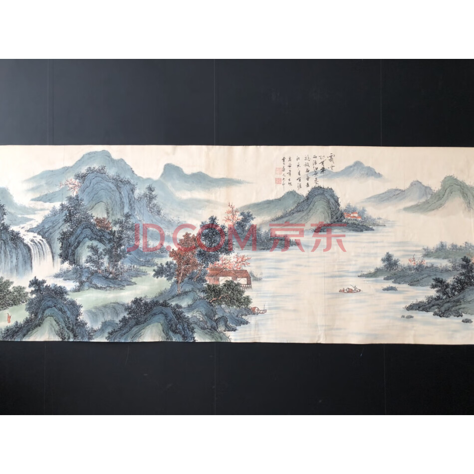查封资产W12-1140旧藏六尺横幅手绘山水画