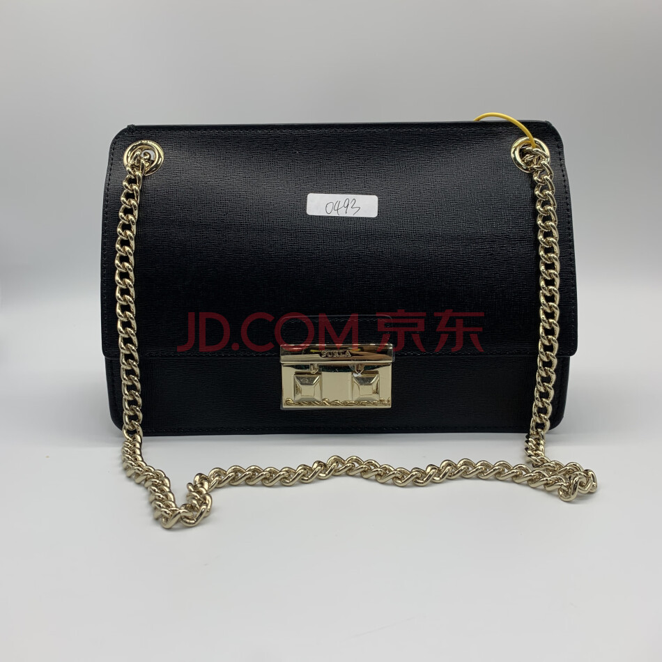 【罚没物资】FURLA  黑色中号十字纹牛皮链条斜挎包一gxbb0493