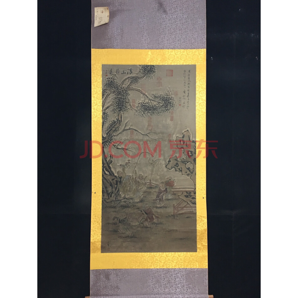查封资产A0103旧藏大六尺中堂手绘人物画 年代未知 有款