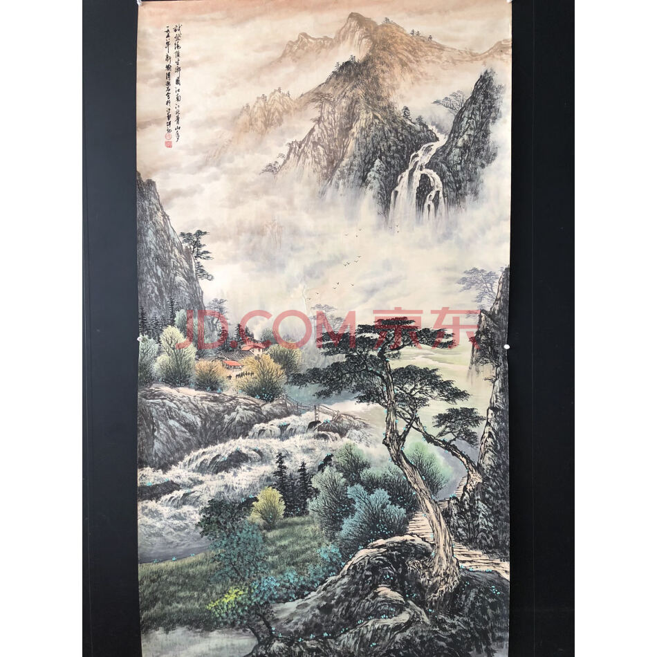 查封资产W12-1134旧藏六尺竖幅手绘山水画