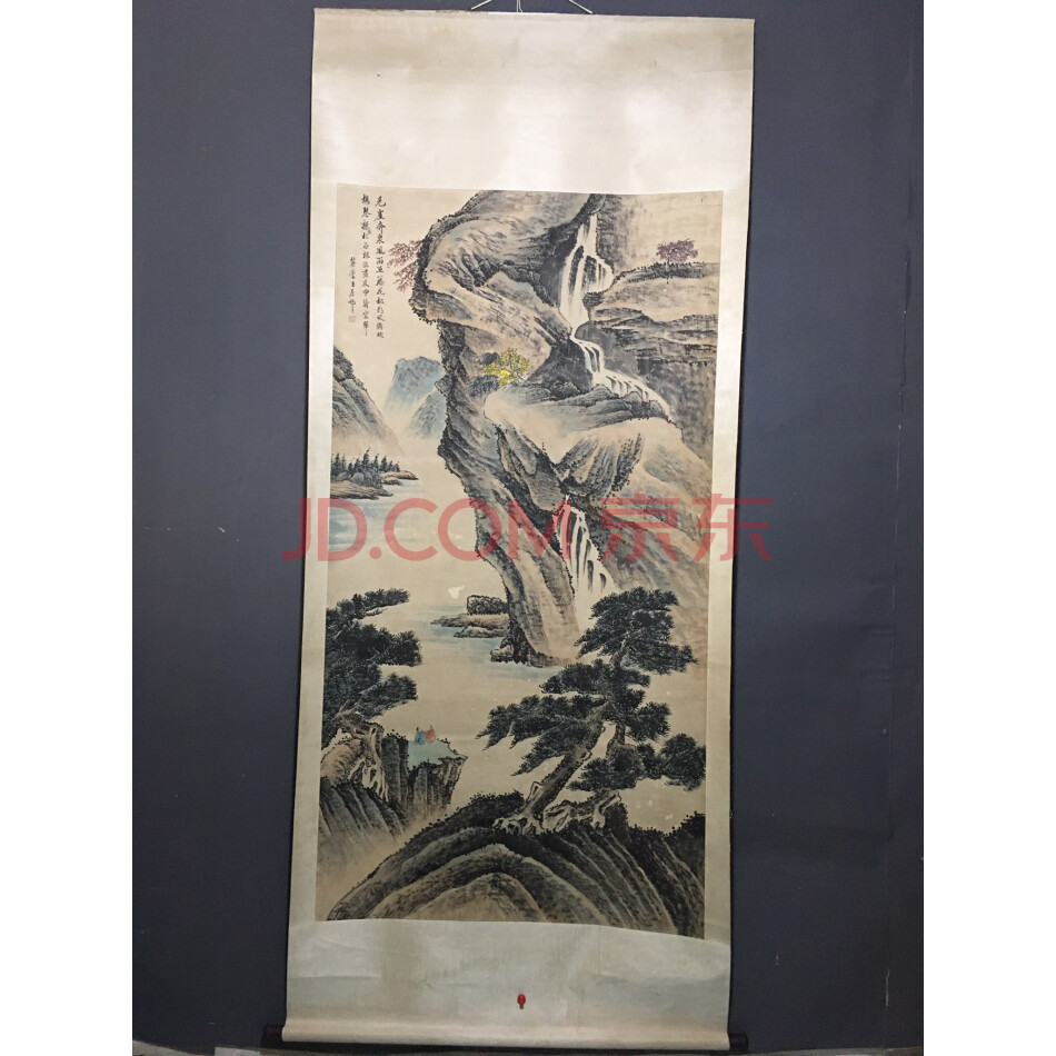 查封资产L1102028收藏手绘六尺中堂山水画