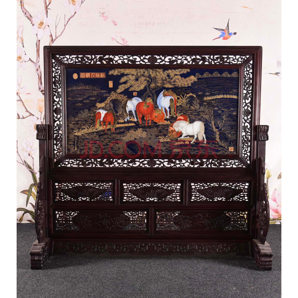 查封资产L65961红木掐金丝瓷板画