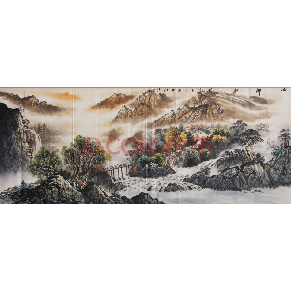 著名山水画家陆新波小八尺《山乡秋韵》（2）