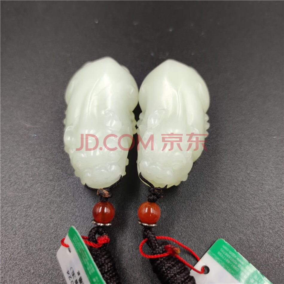 A2 和田玉羊脂玉貔貅情侣款带绳附带的标签和二维码是证书可扫查看 JZ005-1-806
