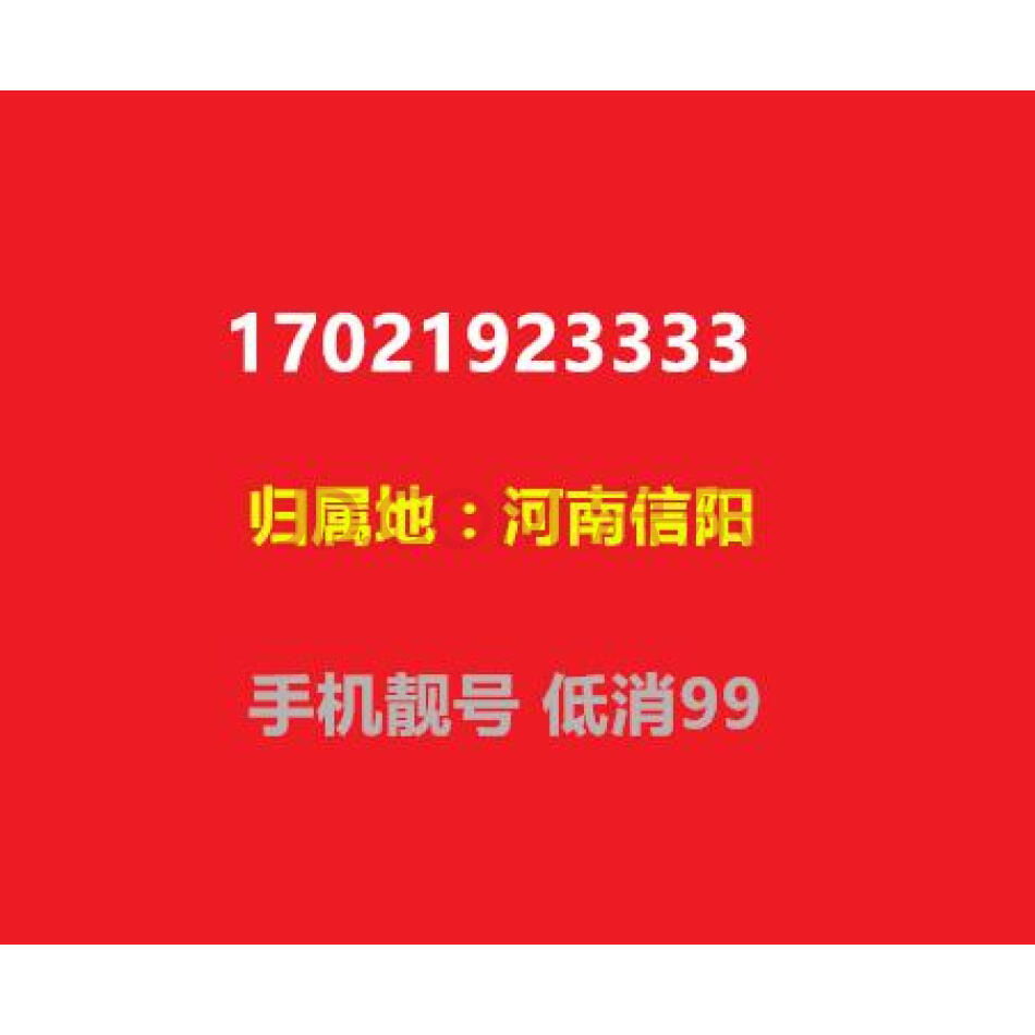手机靓号 17021923333  河南信阳  手机号码 低消99（虚商）