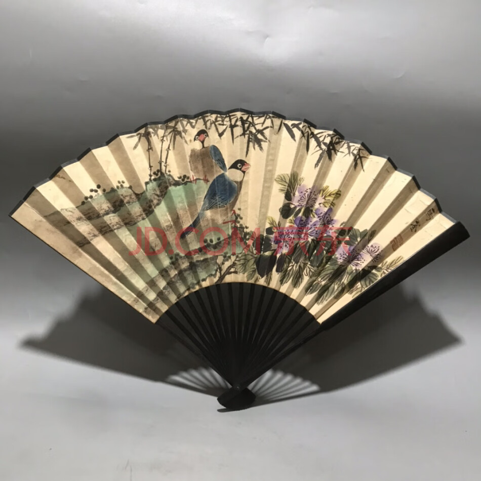 查封资产N0052旧藏手绘花鸟扇子画