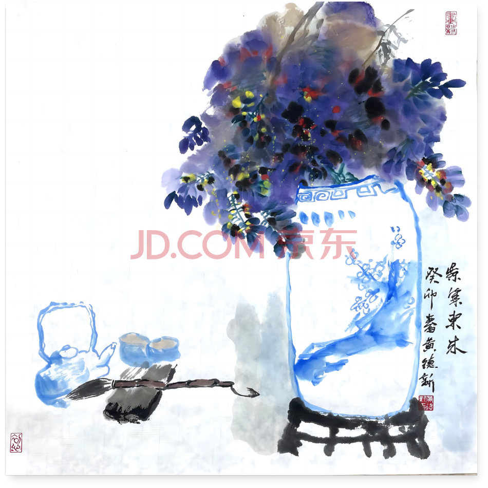 著名青年画家黄德新老师花鸟收藏精品《紫气东来》