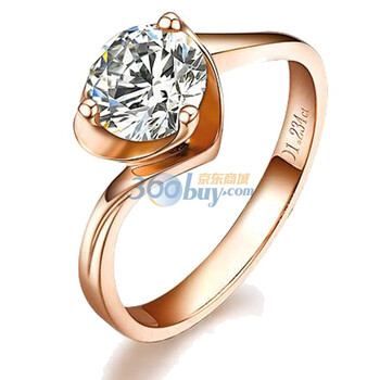 zocai佐卡伊1克拉18k玫瑰金女款钻戒最美 圈号下单备注即可