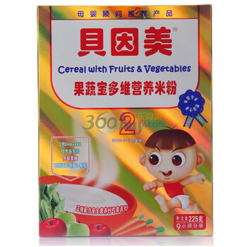 贝因美果蔬宝多维营养米粉2段 225克