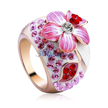 t400 水晶 戒指 韩版 可爱 女 彼岸花40068 粉色 美国8h