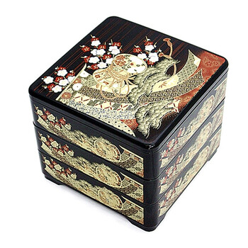 和由美 wayumi 日式华丽花筏三层食盒(黑) 06-153