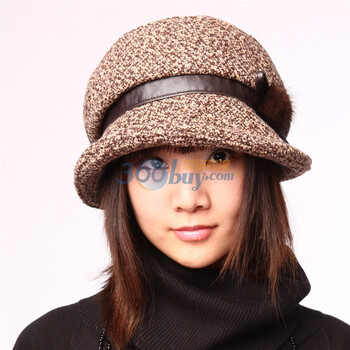 乐为帽子女士秋冬羊毛呢盆帽l11fb150 褐色 mm