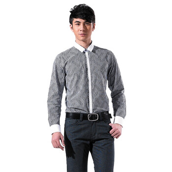 konzen空间/自由空间 秋季新款长袖格子衬衫11316423 96黑色 165/84(s