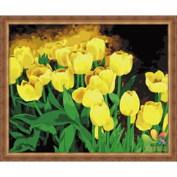 diy数字油画 数字彩绘 花卉系列 黄色郁金香